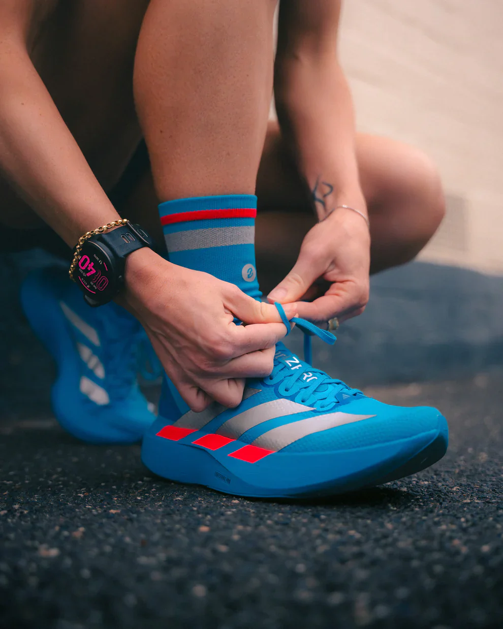 SHYU Racing Socks Crew - Sapphire / Chrome / Red - Image 4