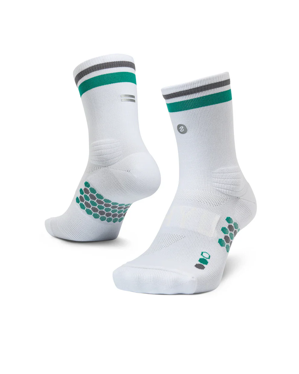 SHYU Racing Socks Crew - White / Teal / Carbon - Image 2