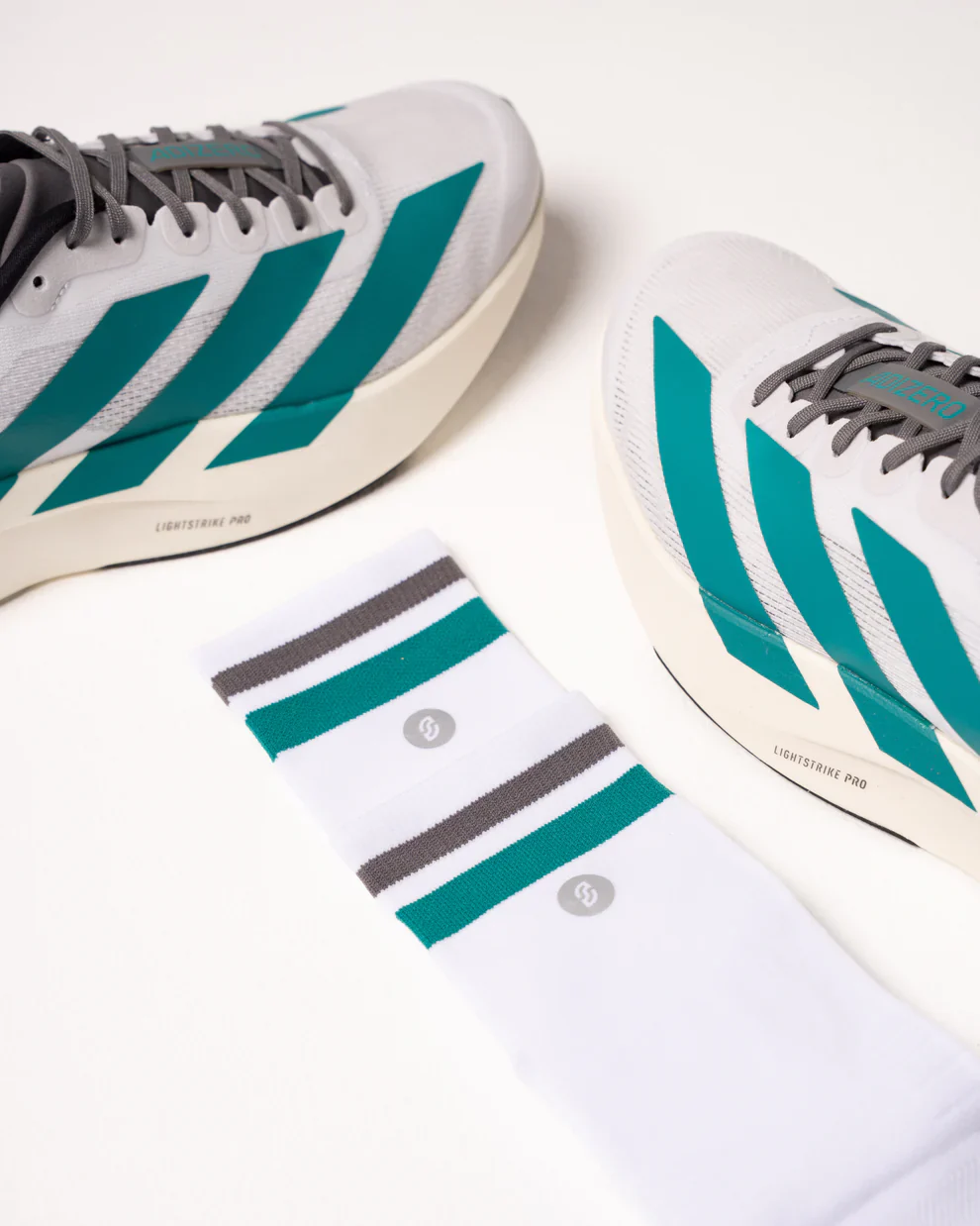 SHYU Racing Socks Crew - White / Teal / Carbon - Image 3
